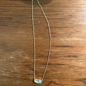 Kendra Scott Elisa Gold Necklace with Blue Stone and slider chain